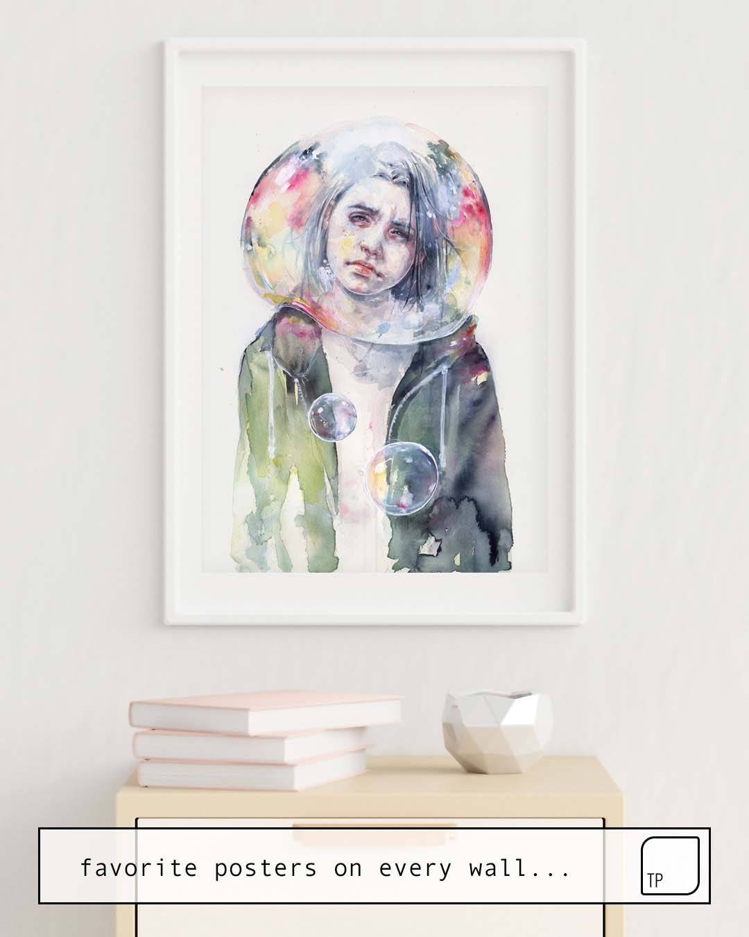 The photo shows an example of furnishing with the motif GOODMORNING WORLD by Agnes Cecile as mural