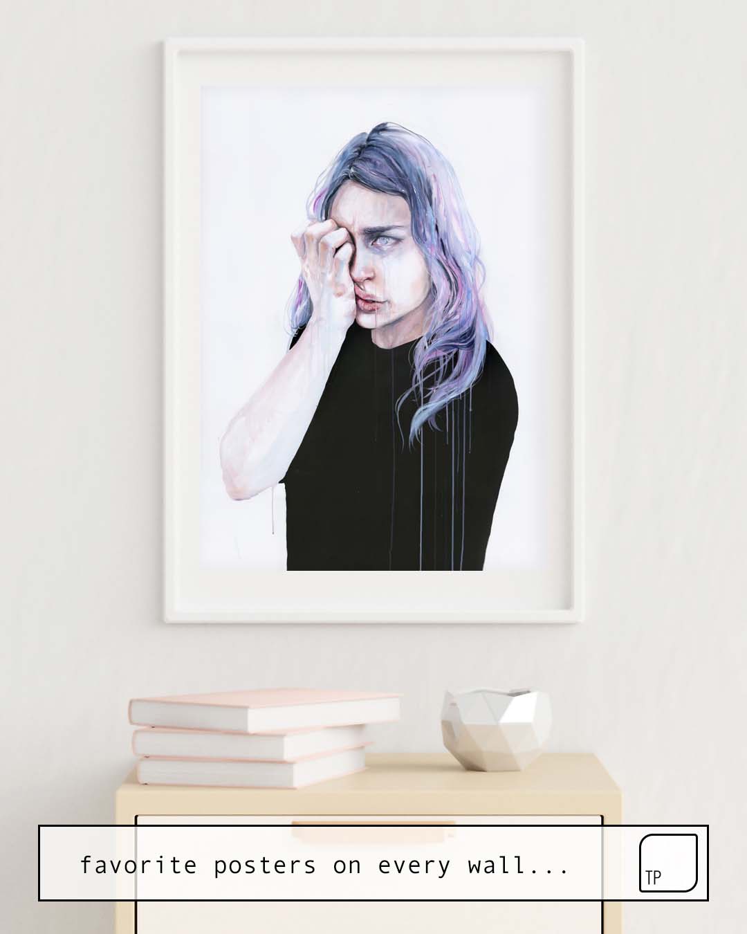 The photo shows an example of furnishing with the motif I COULD BUT I CAN'T by Agnes Cecile as mural
