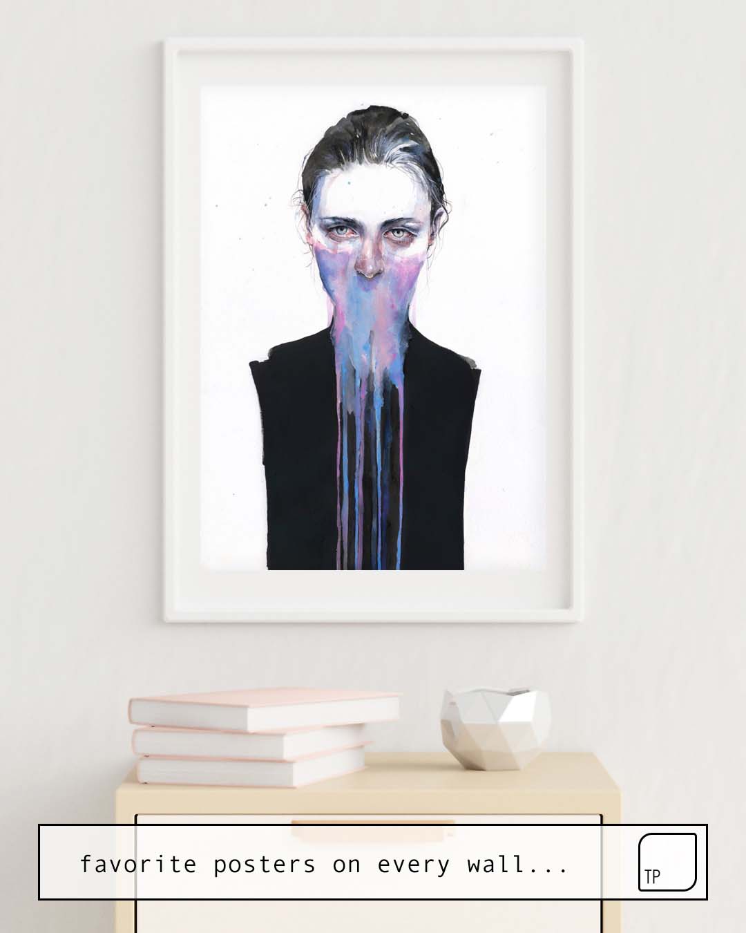 The photo shows an example of furnishing with the motif MY OPINION ABOUT YOU by Agnes Cecile as mural