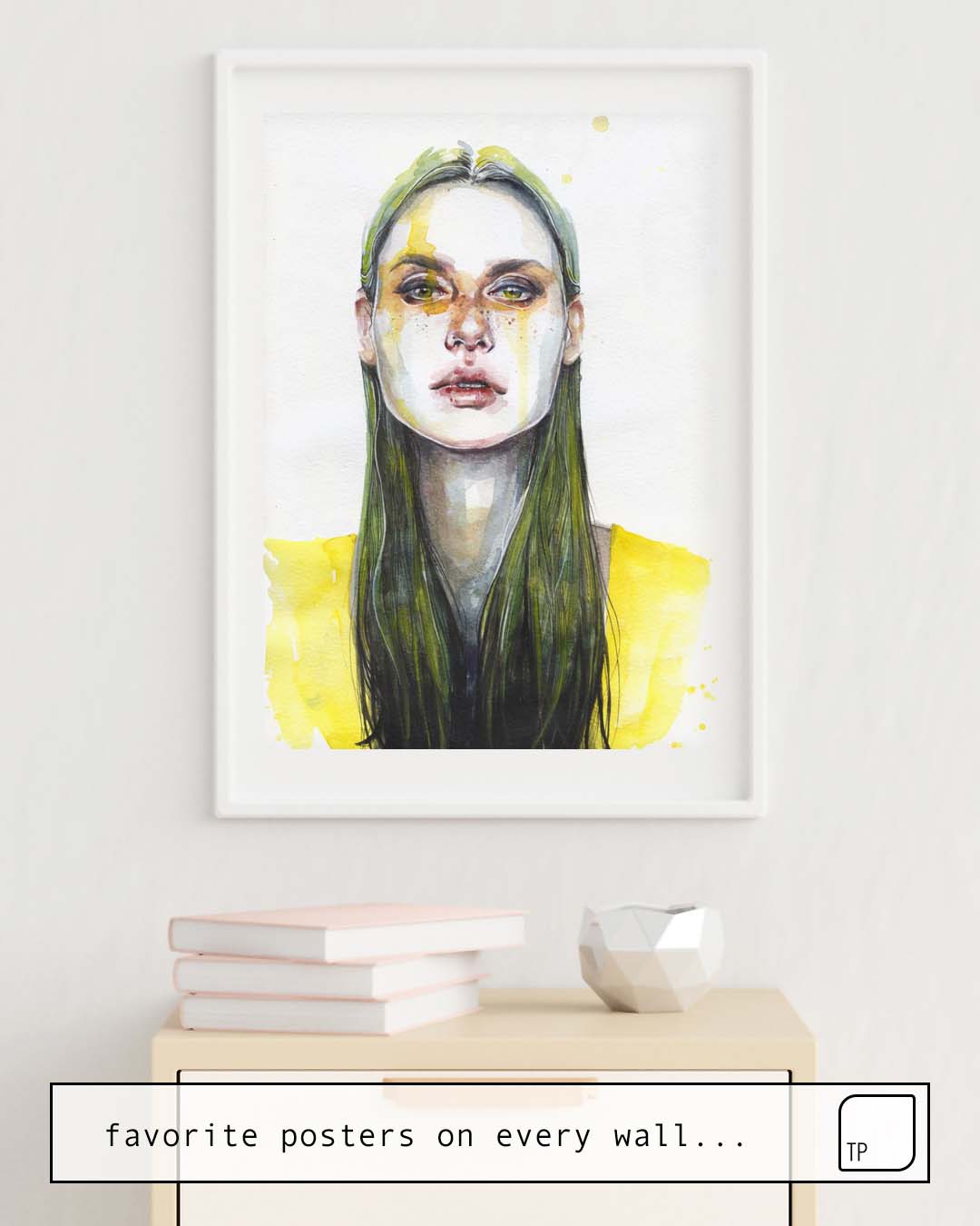 The photo shows an example of furnishing with the motif YELLOW LEMONGRASS by Agnes Cecile as mural
