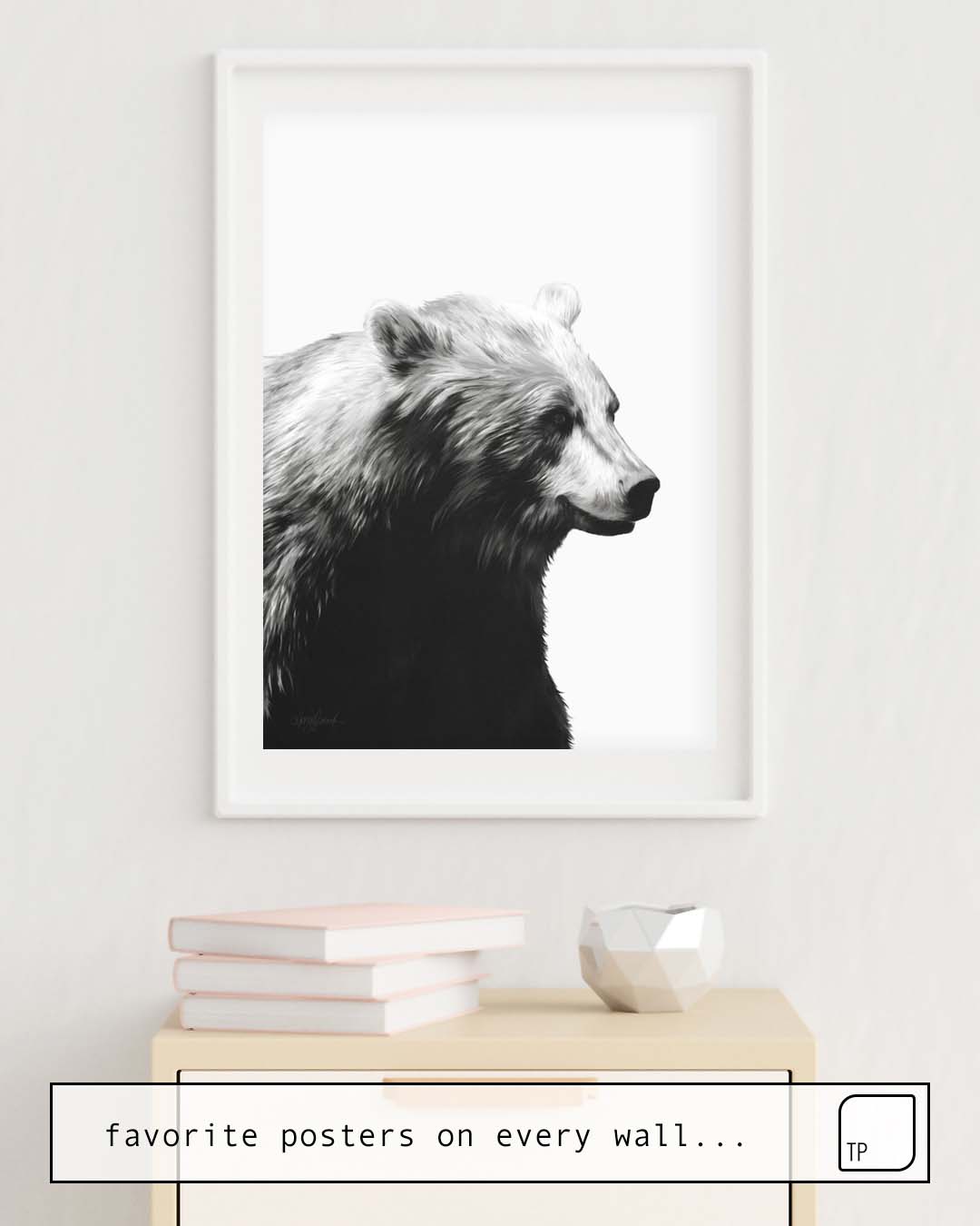 Poster | BEAR // CALM (BLACK + WHITE) von Amy Hamilton