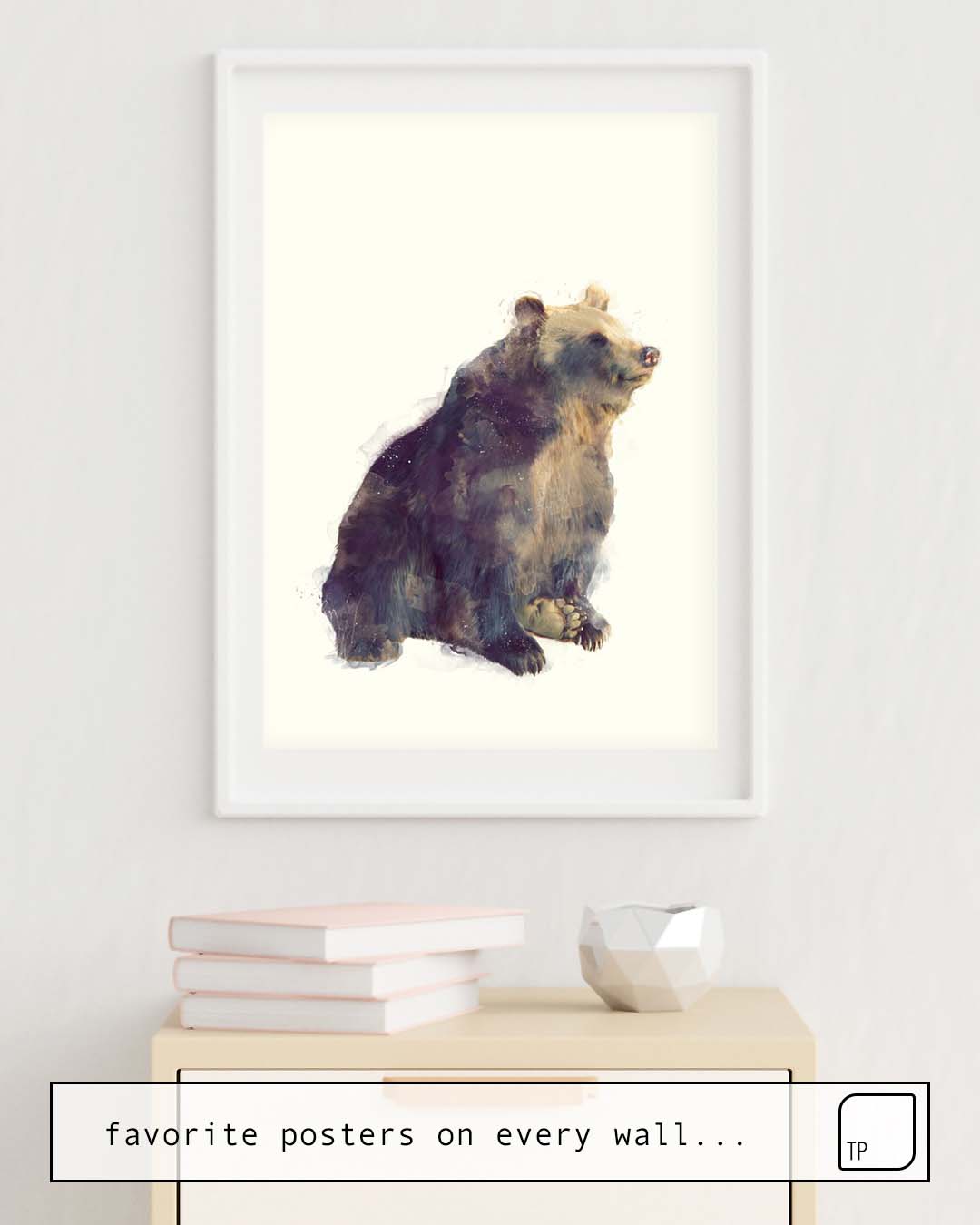 The photo shows an example of furnishing with the motif BEAR // NOVA by Amy Hamilton as mural