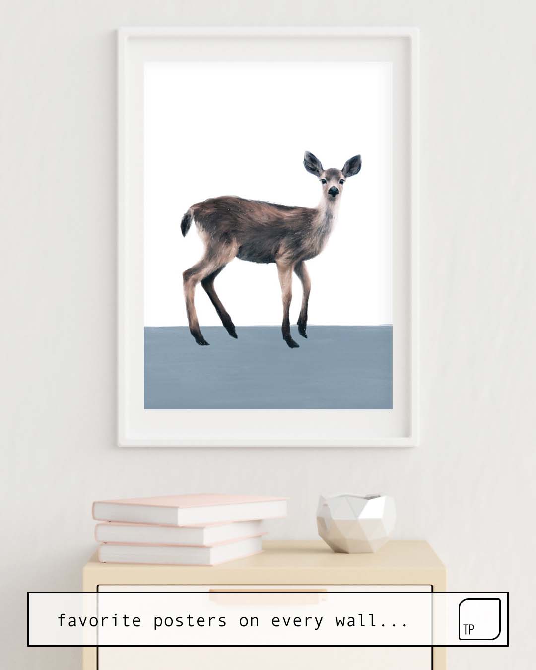 Poster | DEER ON SLATE BLUE by Amy Hamilton