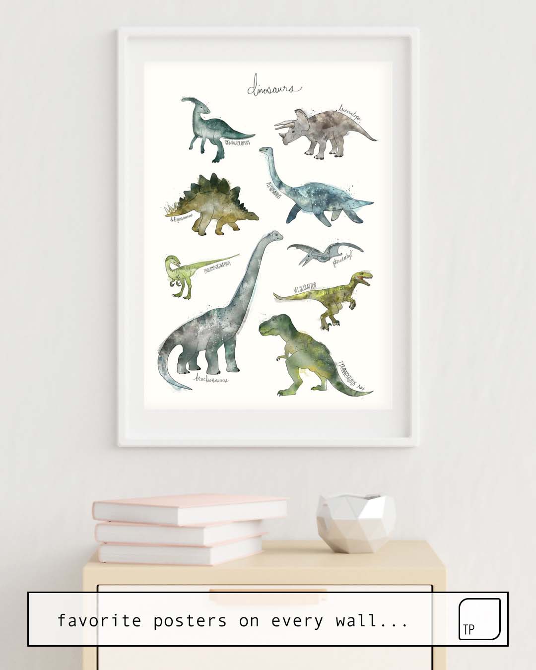 The photo shows an example of furnishing with the motif DINOSAURS by Amy Hamilton as mural