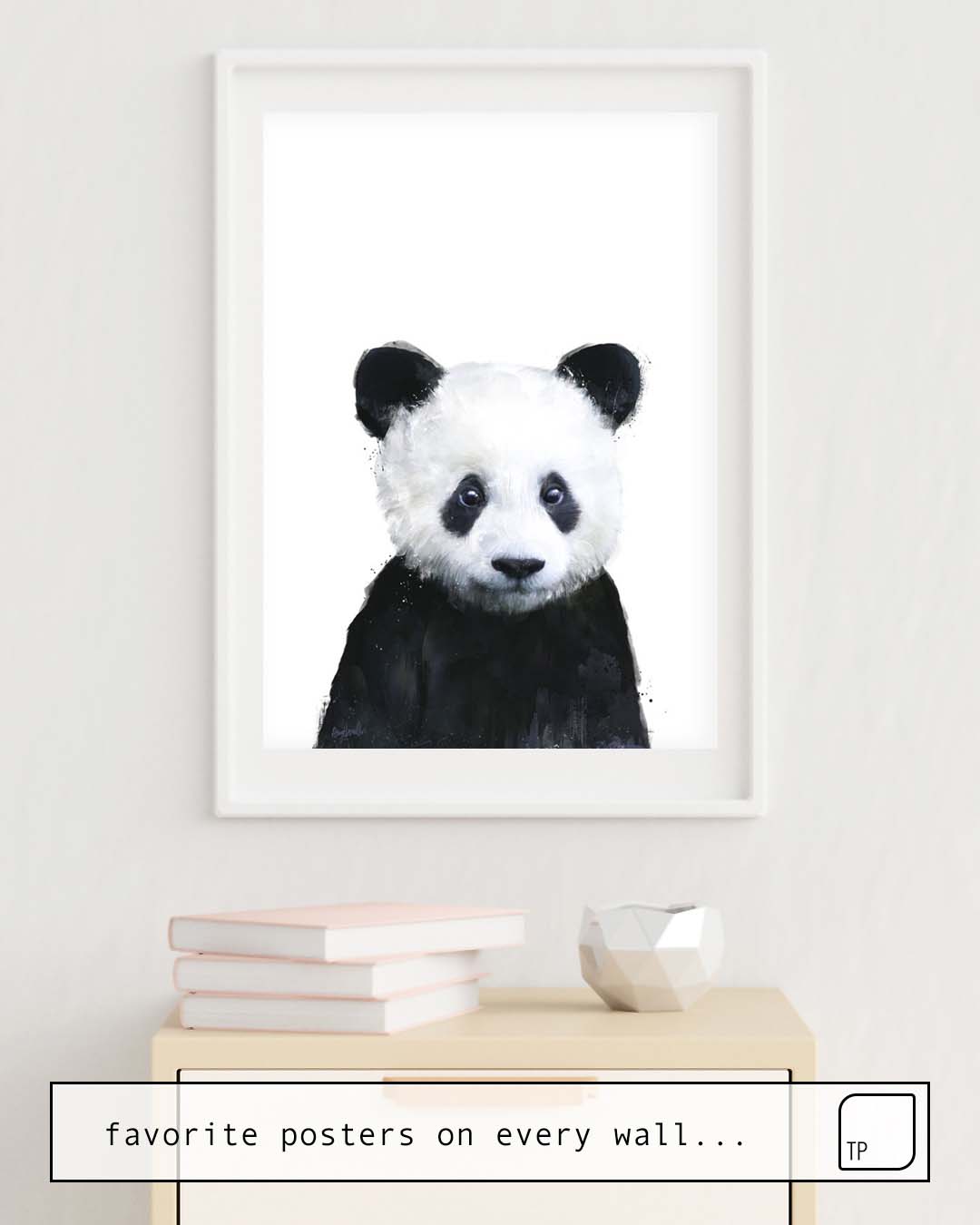 The photo shows an example of furnishing with the motif LITTLE PANDA by Amy Hamilton as mural