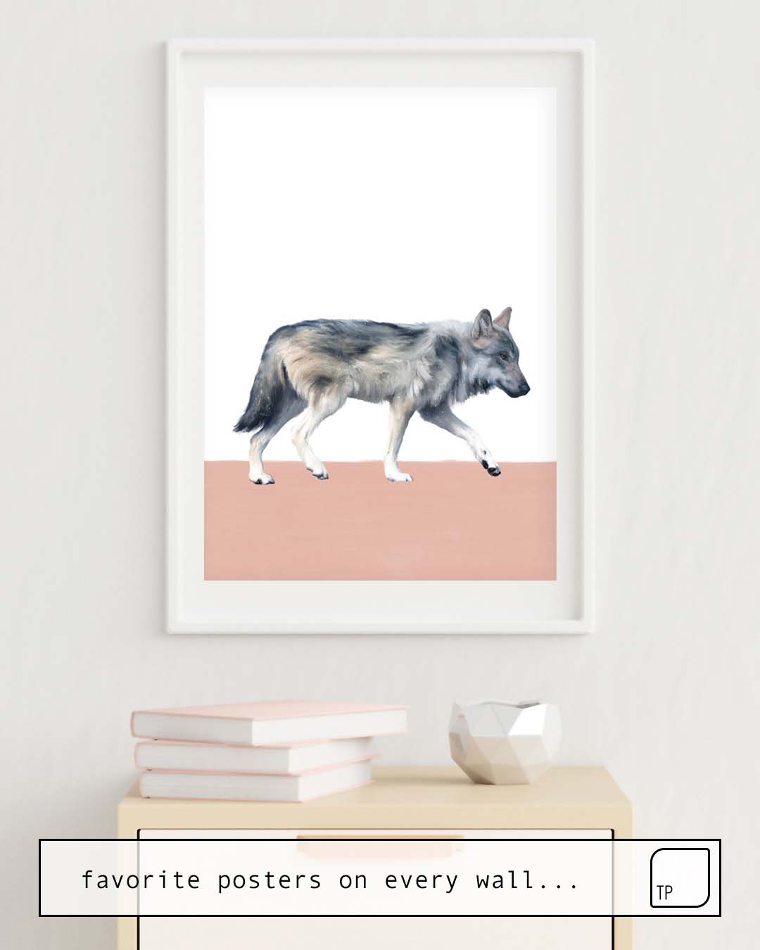 Poster | WOLF ON BLUSH by Amy Hamilton