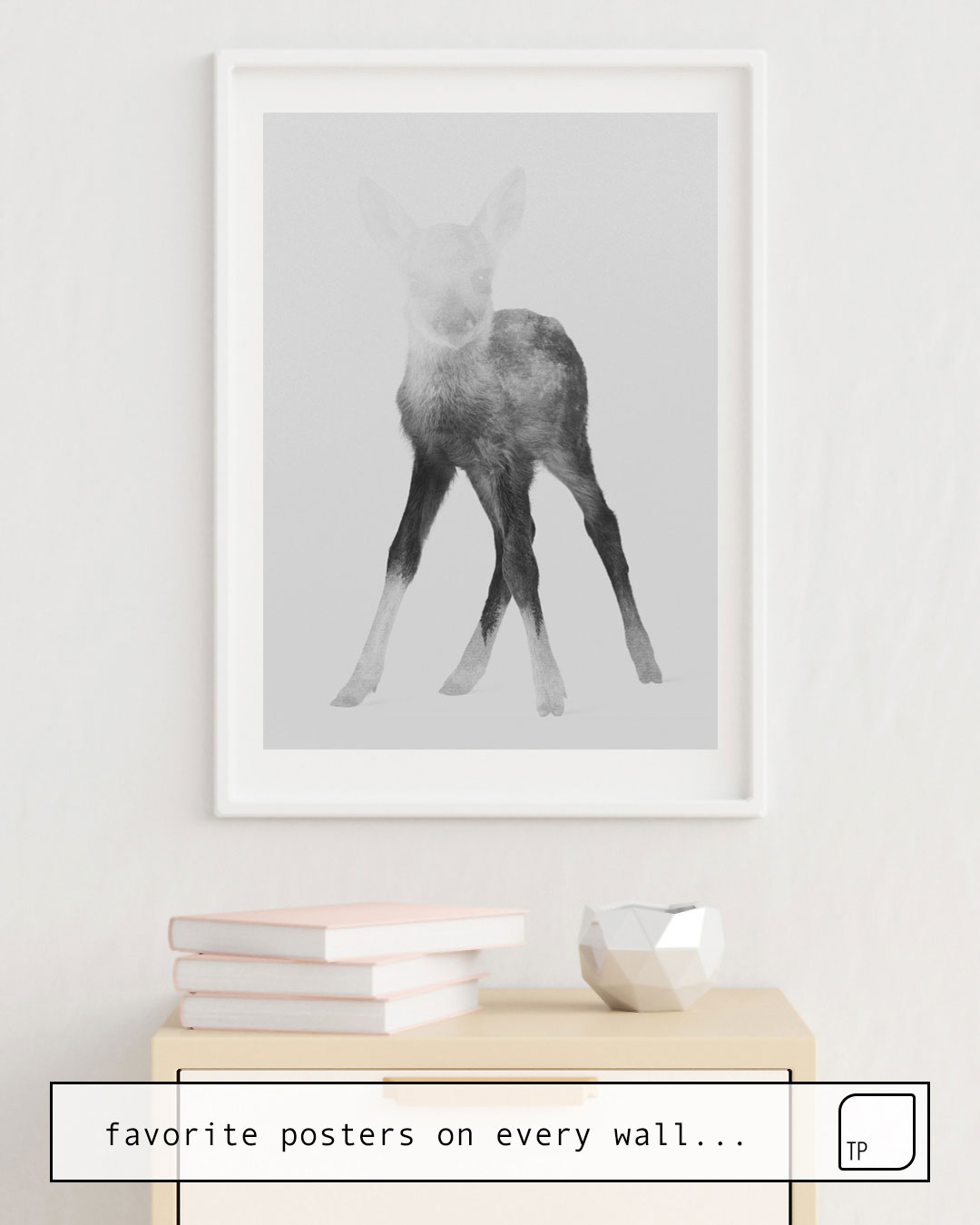 Poster | DEER FAWN (BLACK AND WHITE) von Andreas Lie
