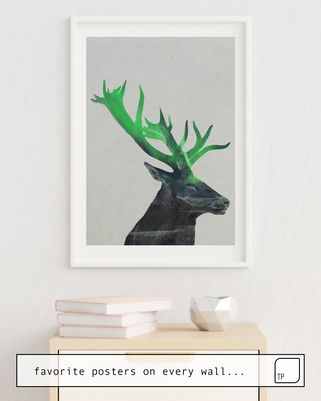 Poster | DEER IN THE AURORA BOREALIS by Andreas Lie