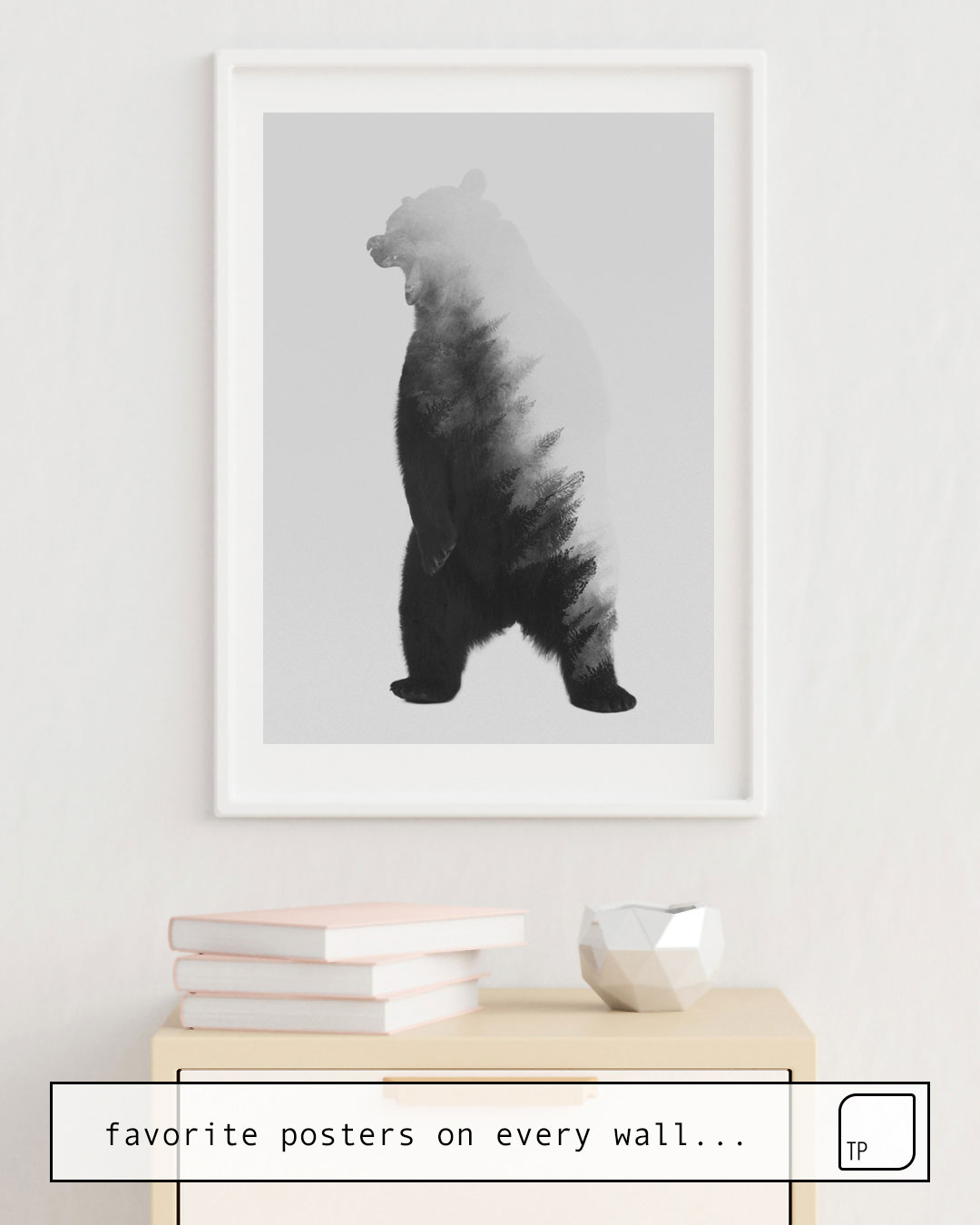 Poster | ROARING BEAR (BLACK AND WHITE) von Andreas Lie