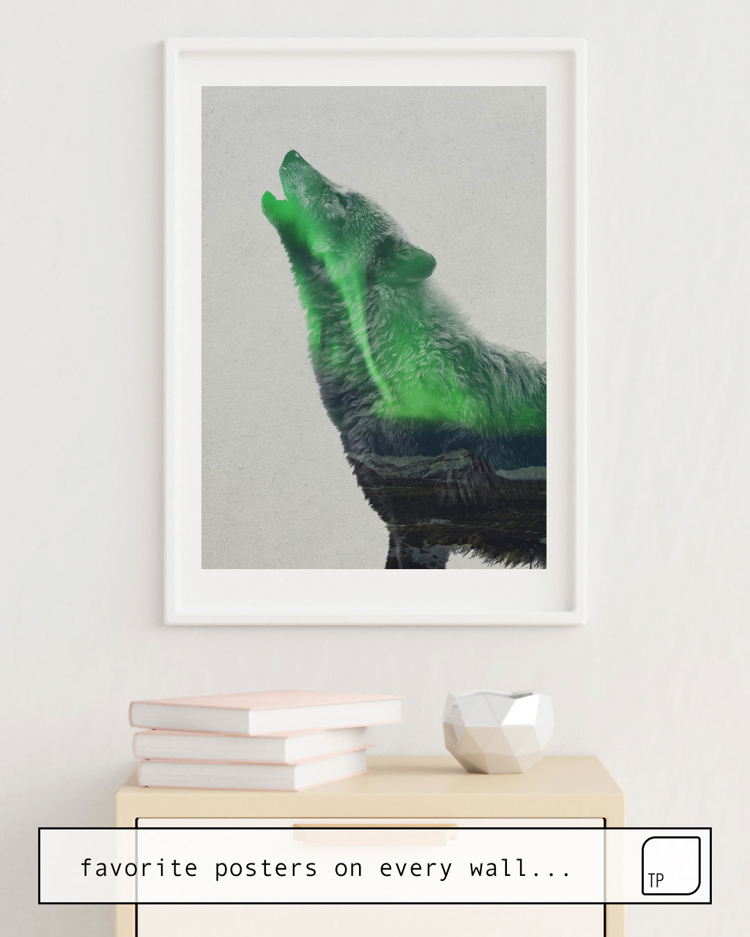 Poster | WOLF HOWLING IN THE AURORA BOREALIS von Andreas Lie