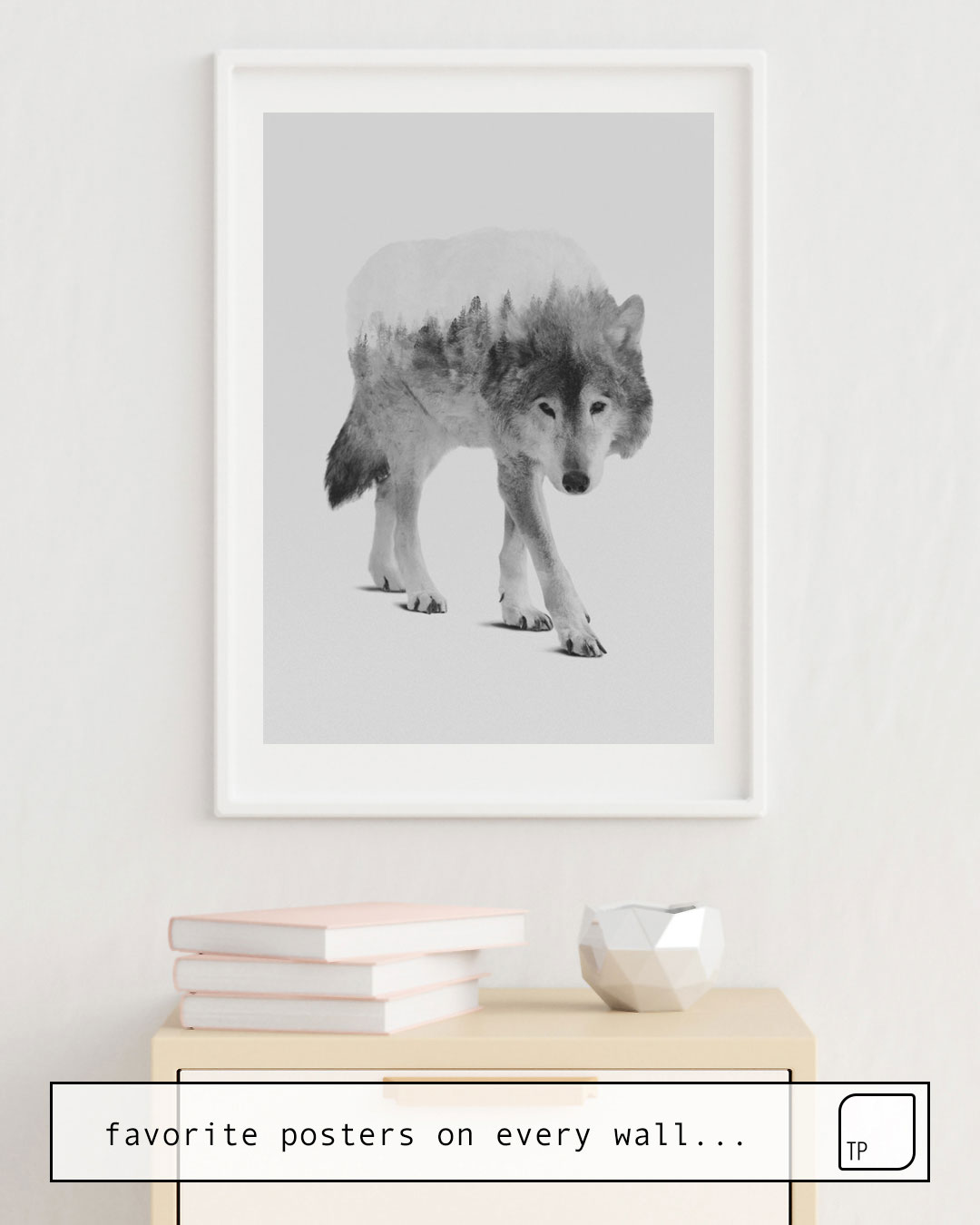 Poster | WOLF IN THE WOODS (BLACK AND WHITE) von Andreas Lie