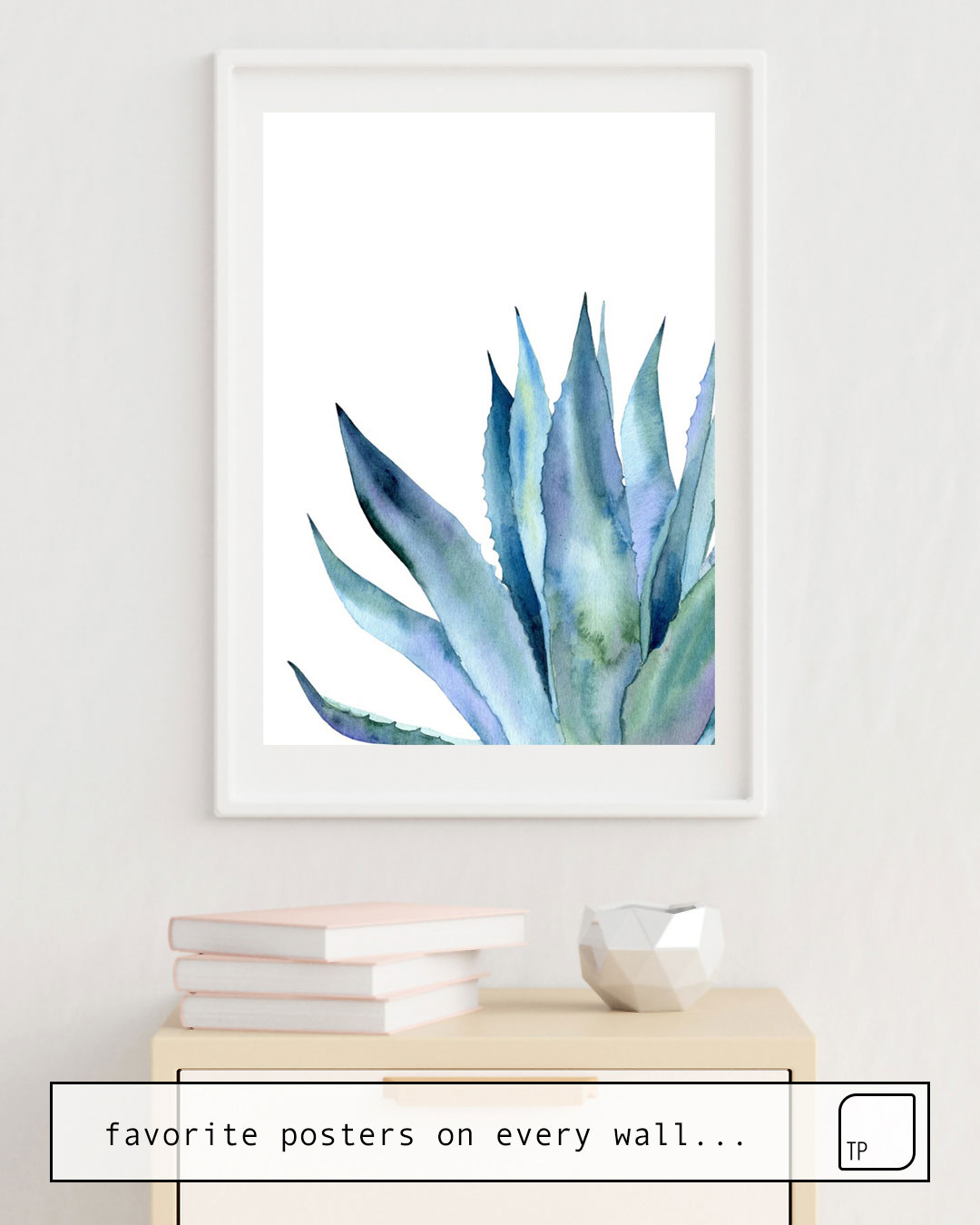 The photo shows an example of furnishing with the motif BLUE AGAVE PLANT. by Art by ASolo as mural