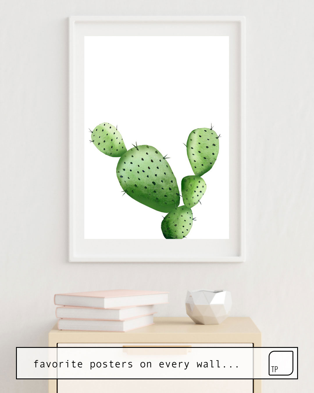 The photo shows an example of furnishing with the motif CACTUS. WATERCOLOR PLANT. by Art by ASolo as mural