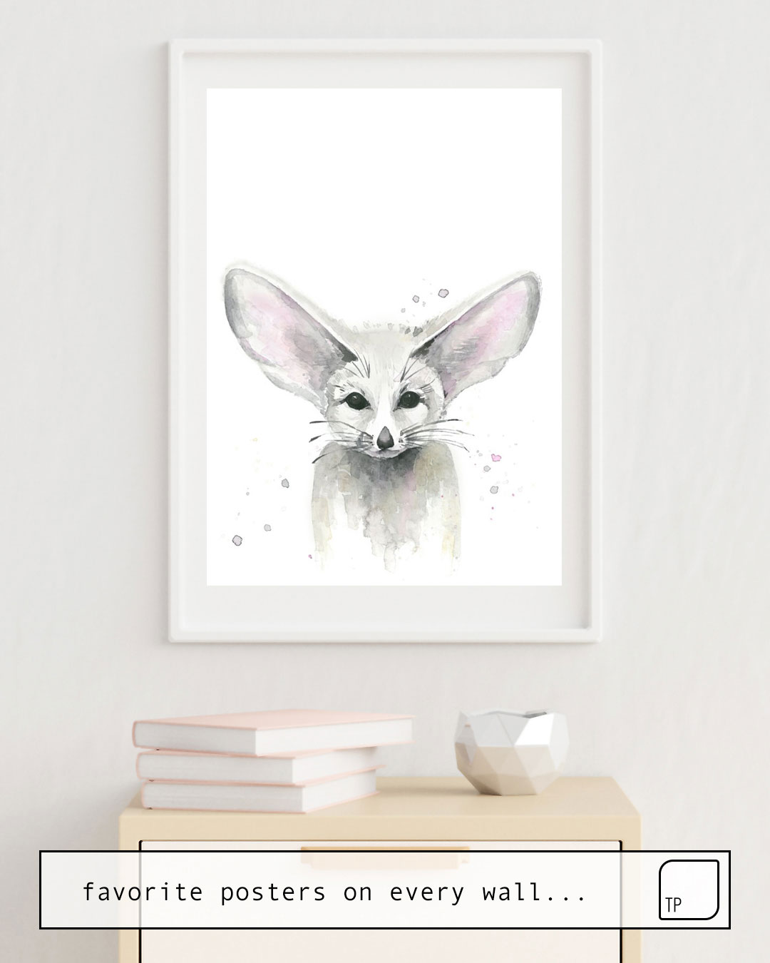 Das Bild zeigt ein Einrichtungsbeispiel mit dem Motiv FOX. FENNEC FOX. von Art by ASolo als Wandbild