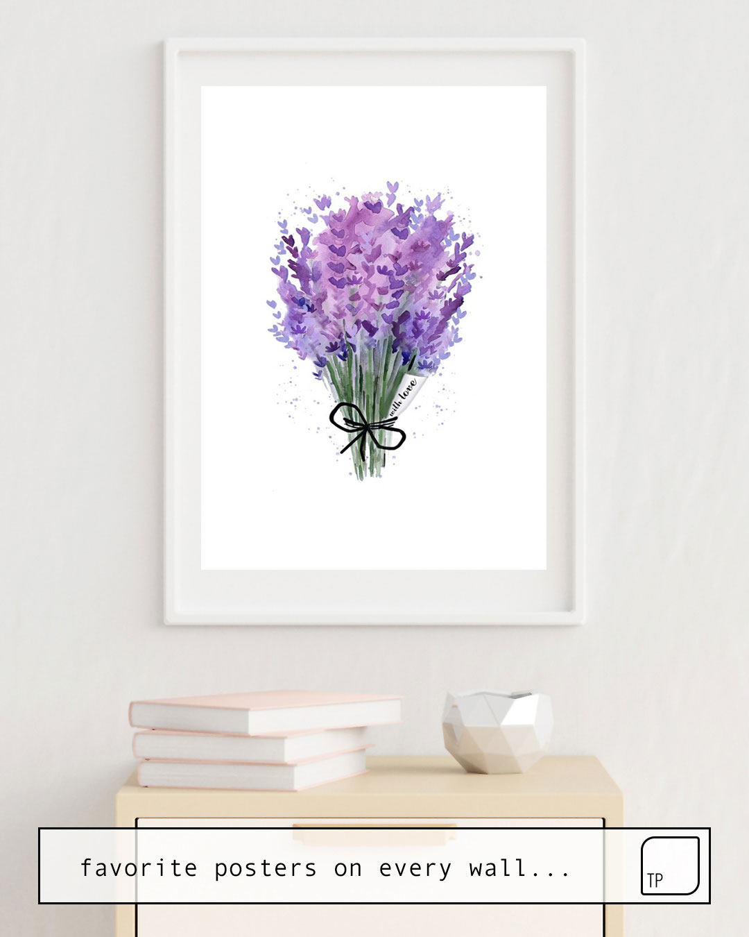 The photo shows an example of furnishing with the motif LAVENDER BOUQUET by Art by ASolo as mural