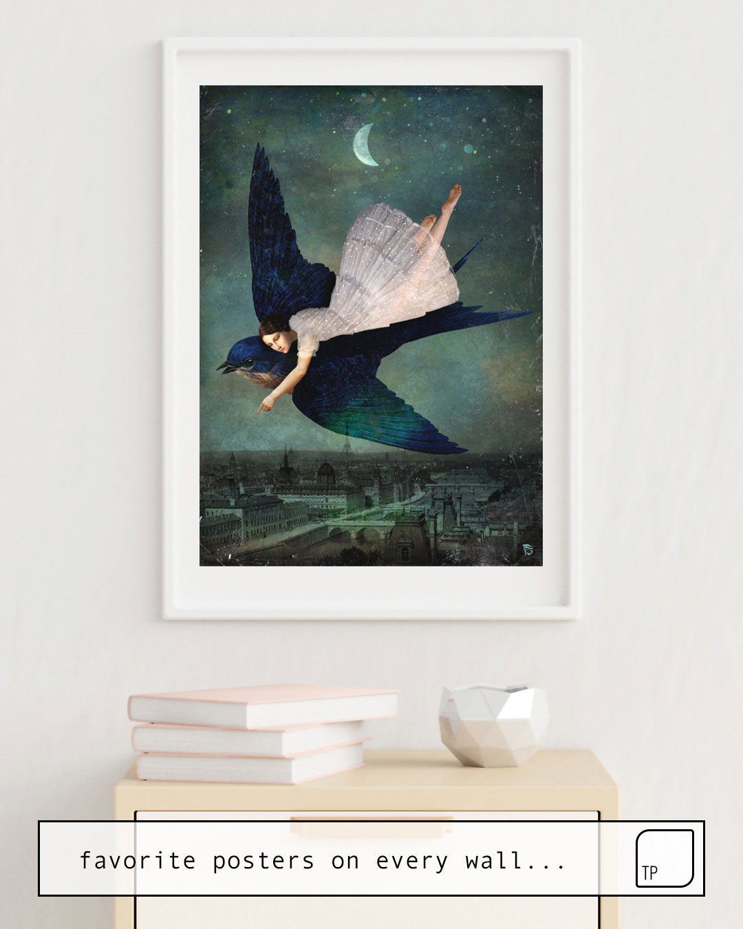 The photo shows an example of furnishing with the motif FLY ME TO PARIS by Christian Schloe as mural