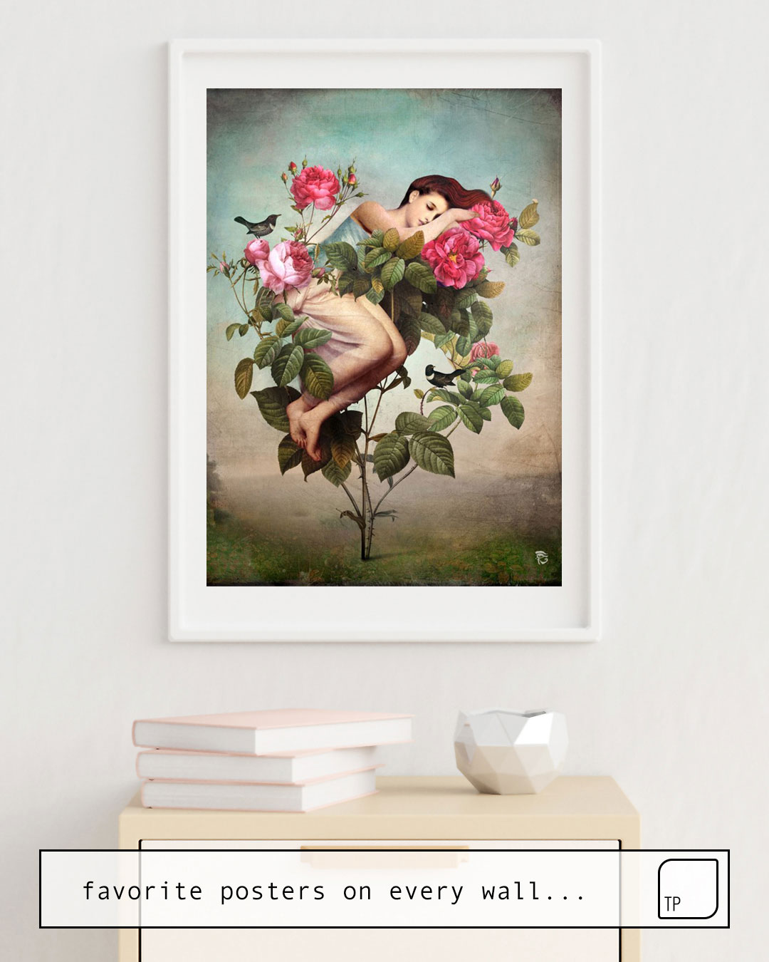 The photo shows an example of furnishing with the motif IN BLOOM by Christian Schloe as mural