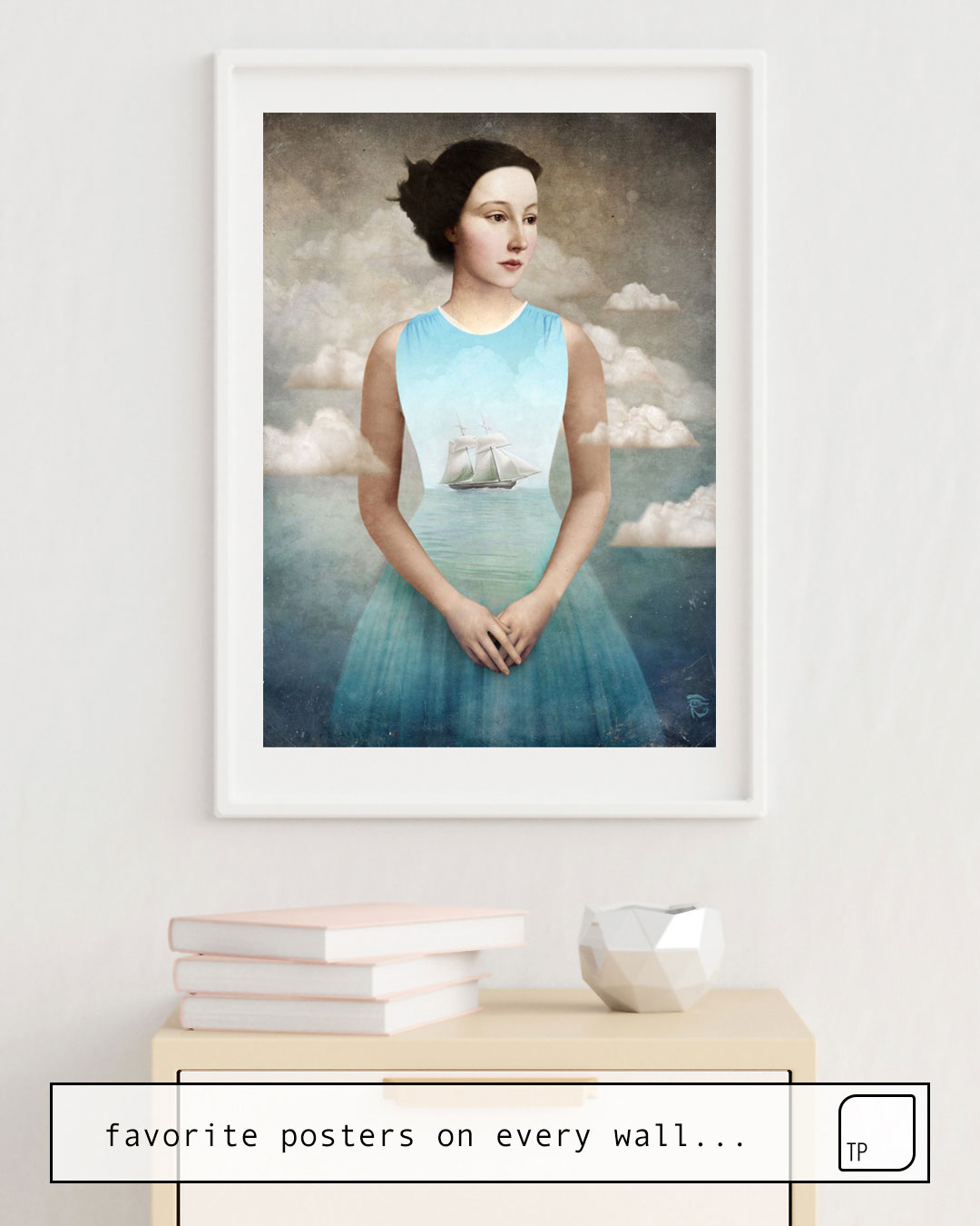 The photo shows an example of furnishing with the motif INNER OCEAN by Christian Schloe as mural