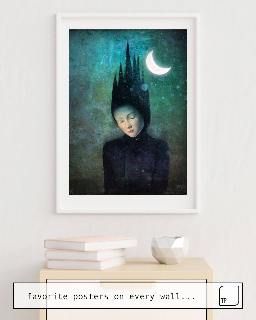The photo shows an example of furnishing with the motif MOONLIT NIGHT by Christian Schloe as mural