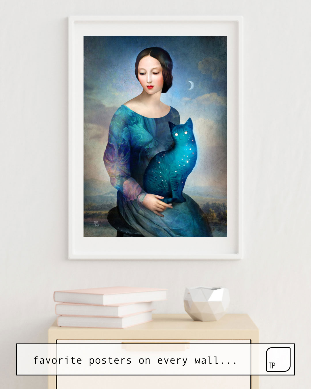 The photo shows an example of furnishing with the motif NIGHT CAT by Christian Schloe as mural