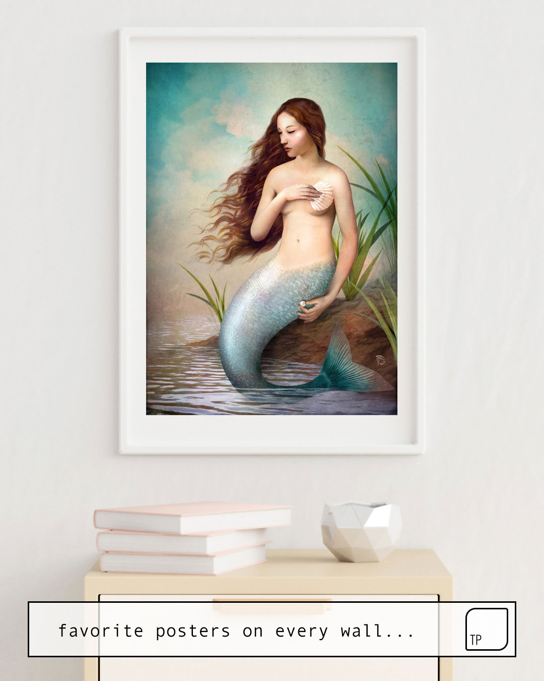 The photo shows an example of furnishing with the motif PEARL by Christian Schloe as mural