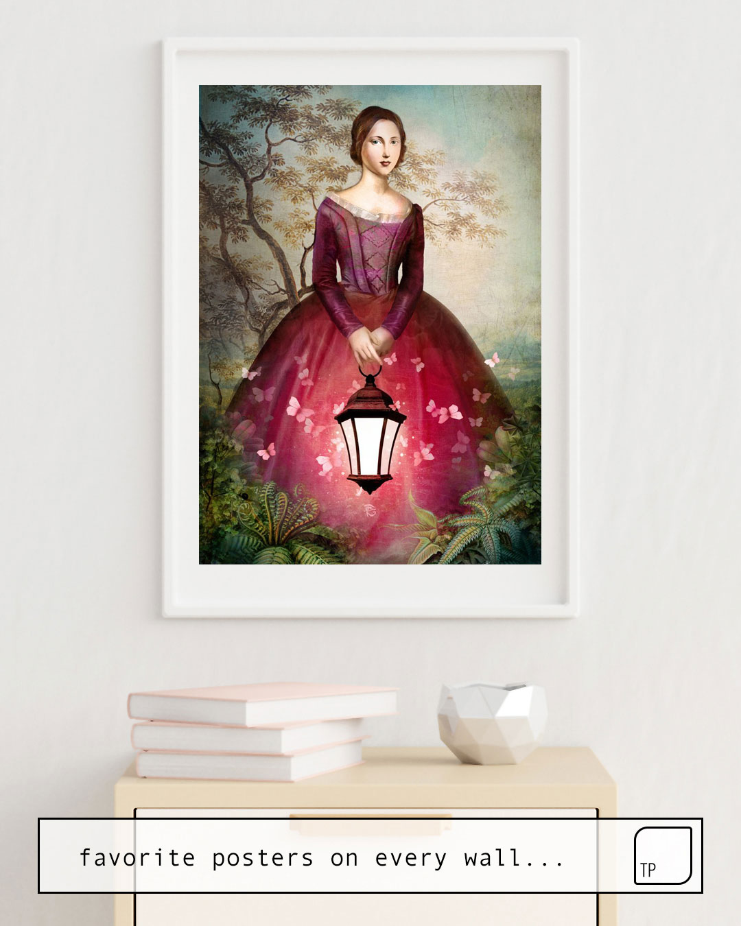The photo shows an example of furnishing with the motif RIVER OF SECRETS by Christian Schloe as mural