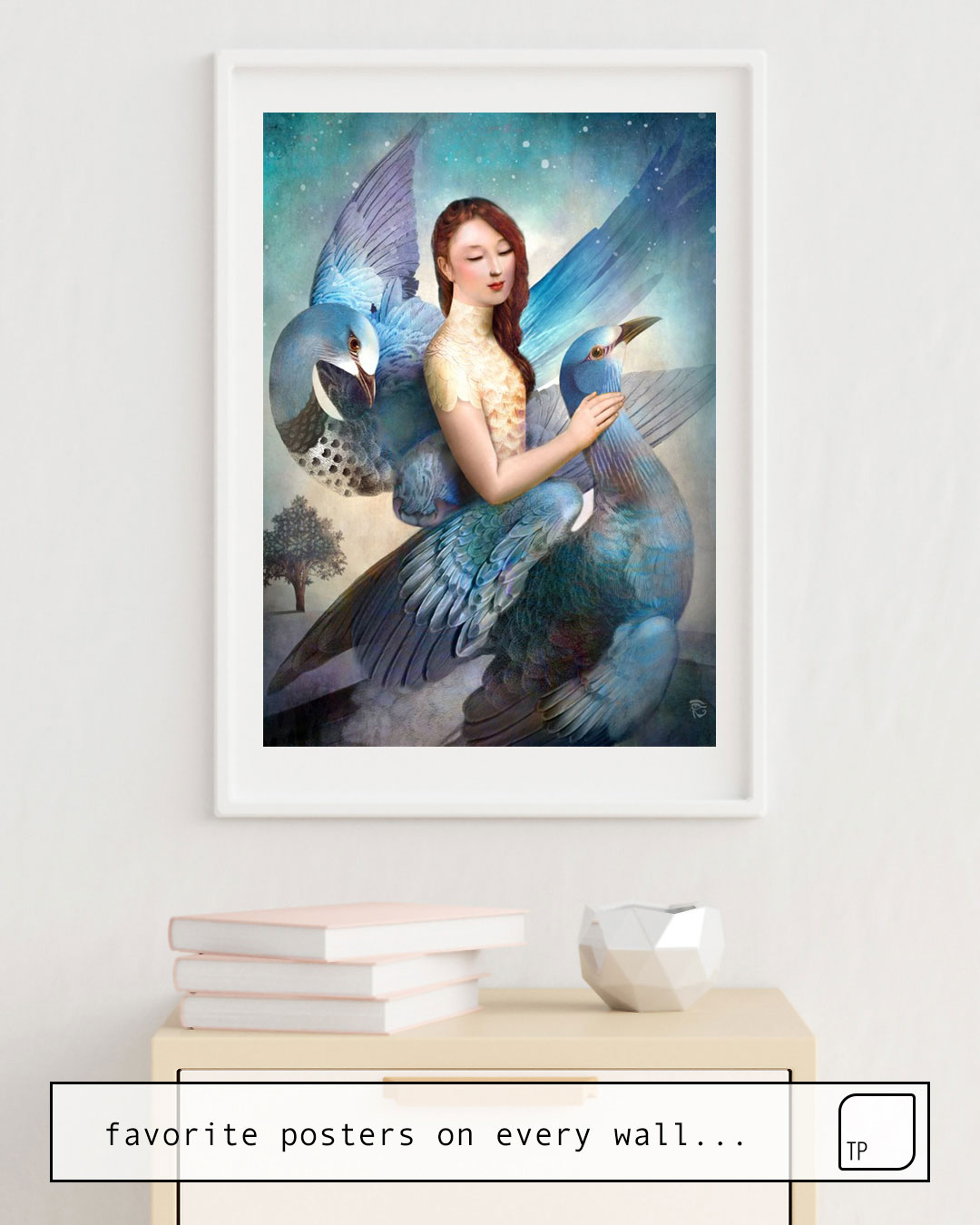 The photo shows an example of furnishing with the motif SKY DANCERS by Christian Schloe as mural