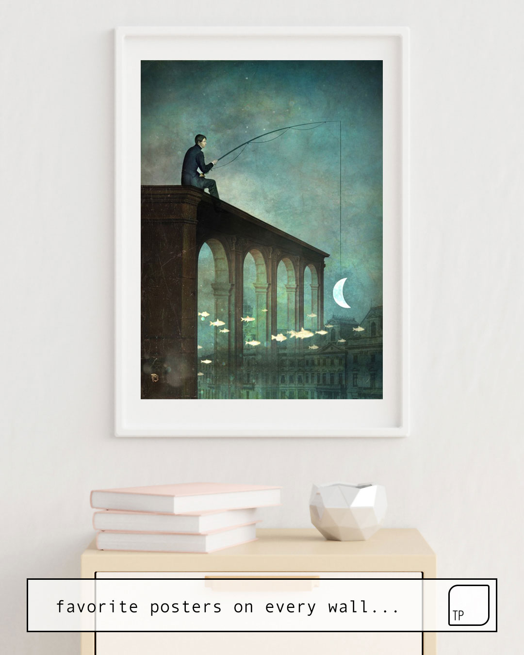 The photo shows an example of furnishing with the motif THE RIVER by Christian Schloe as mural