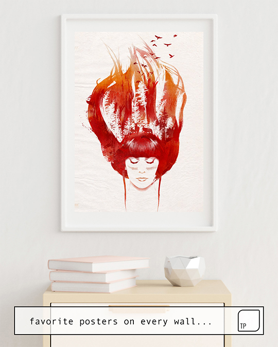 The photo shows an example of furnishing with the motif BURNING FOREST by Robert Farkas as mural