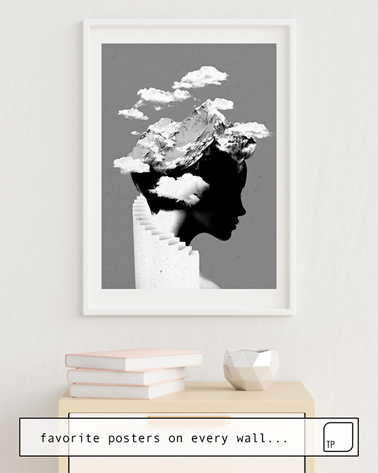 The photo shows an example of furnishing with the motif IT'S A CLOUDY DAY by Robert Farkas as mural