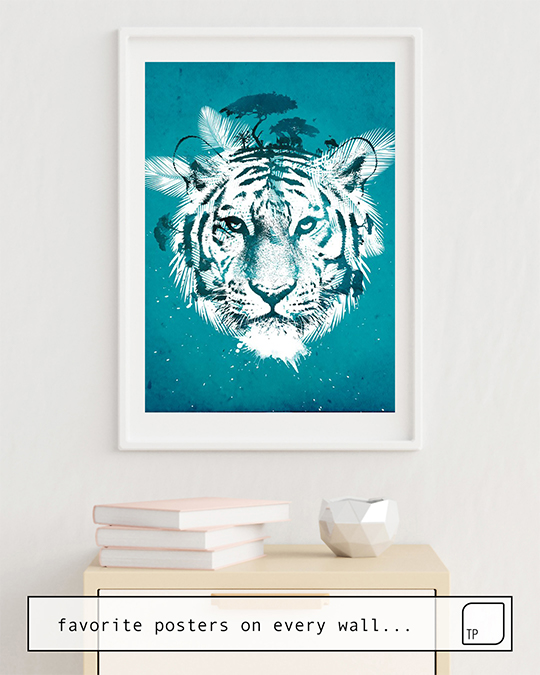 The photo shows an example of furnishing with the motif WHITE TIGER by Robert Farkas as mural
