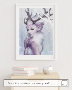 The photo shows an example of furnishing with the motif REINDEER PRINCESS by Stanley Artgerm Lau as mural