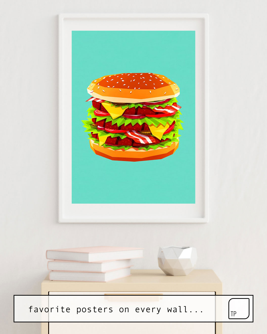 The photo shows an example of furnishing with the motif BURGERTIME! by Yetiland as mural