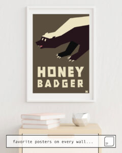 The photo shows an example of furnishing with the motif HONEY BADGER by Yetiland as mural